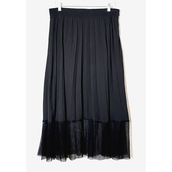Rachel Roy Dresses & Skirts - Rachel Roy Pleated Fishnet Hem Maxi Skirt Womens Size XXL Black Lined Side Zip